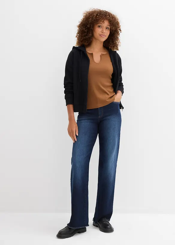 Kort geribd shirt met biologisch katoen, bonprix