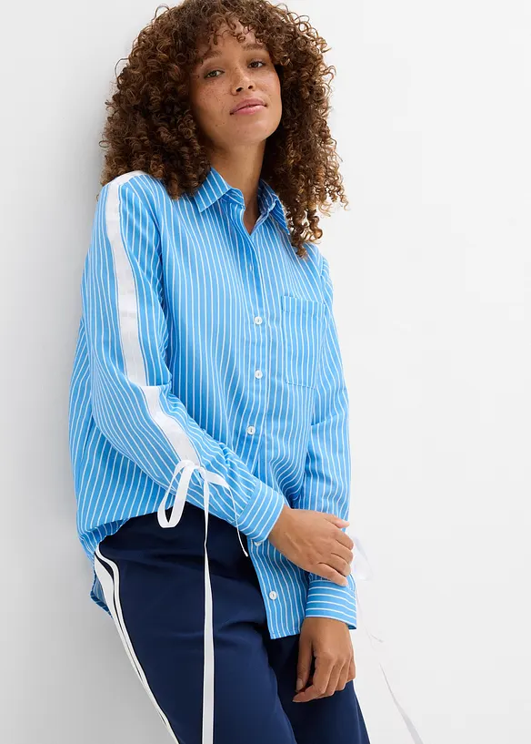 Oversized overhemdblouse van biologisch katoen, bonprix