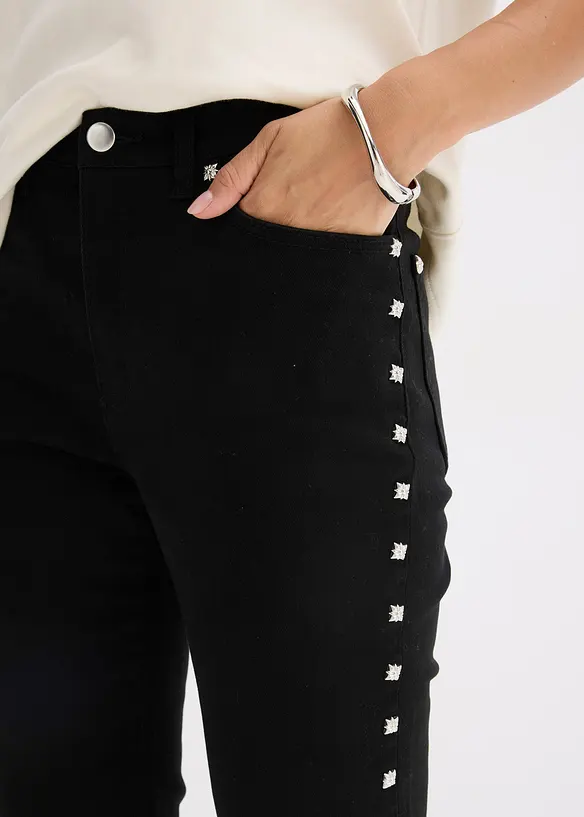 Twill broek met studs, bonprix