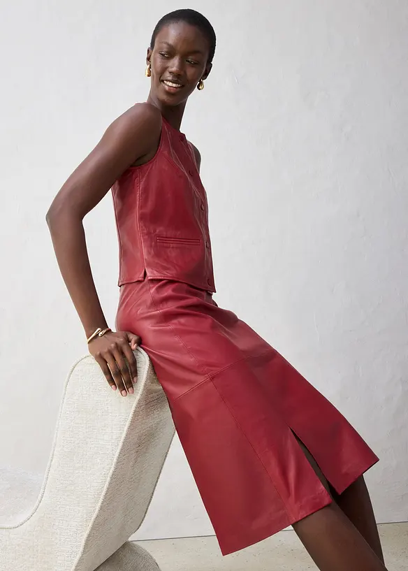 Leren rok met split, bonprix