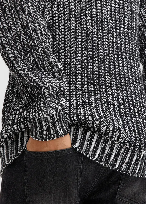 Grof gebreide hoodie met bikerdetails, bonprix