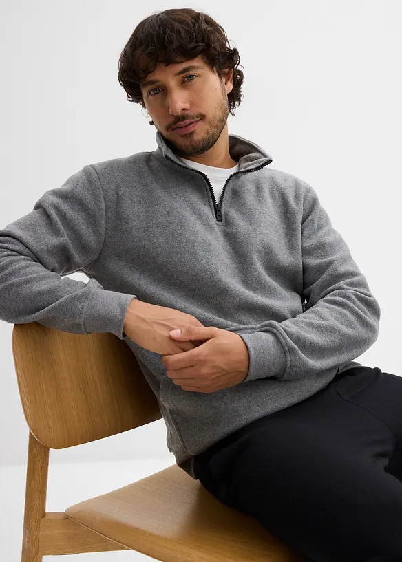Fleece trui met opstaande kraag, bonprix