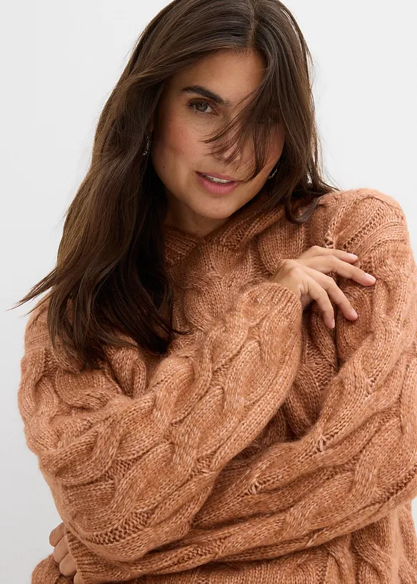 Gebreide hoodie van een zachte wolmix, bonprix