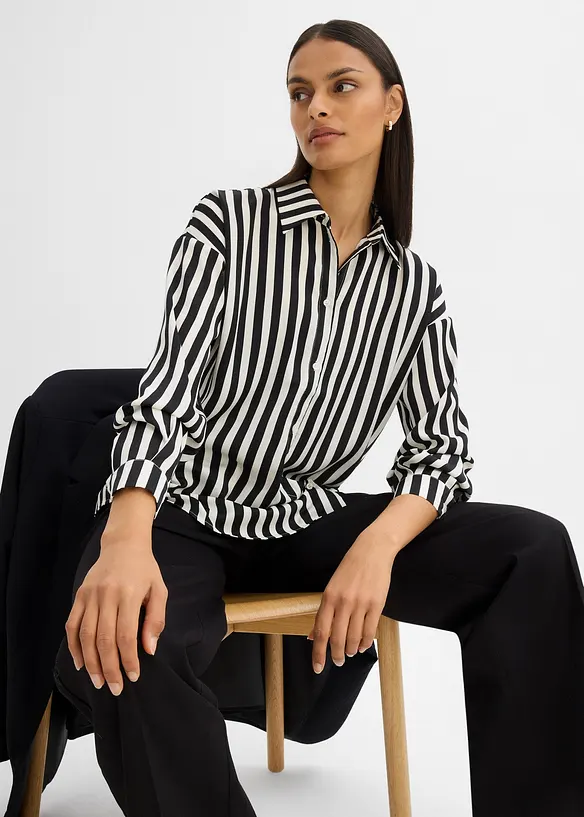 Overhemdblouse van soepel satijn, bonprix