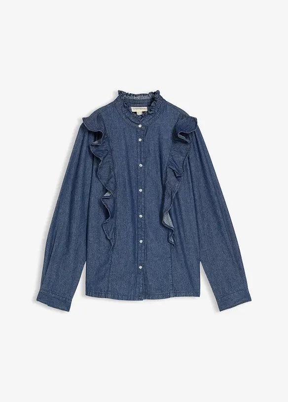 Spijkerblouse met volants, van katoen, bonprix
