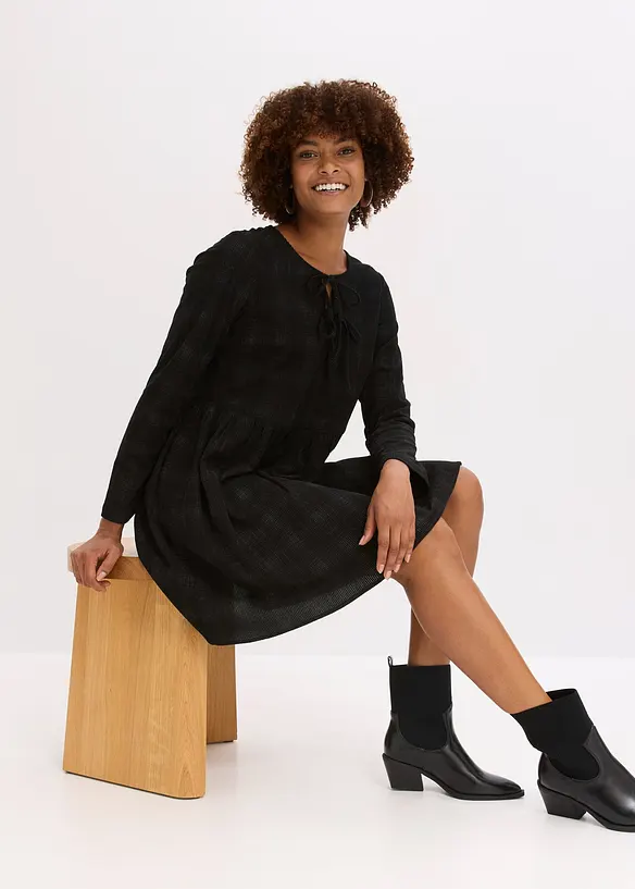 Korte corduroy jurk met ruitjespatroon, bonprix