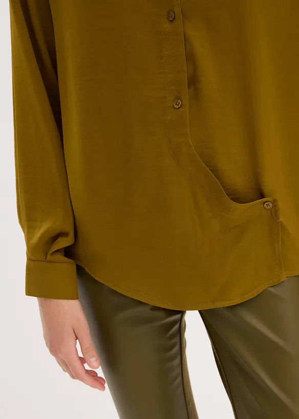 Overhemdblouse van soepel satijn, bonprix