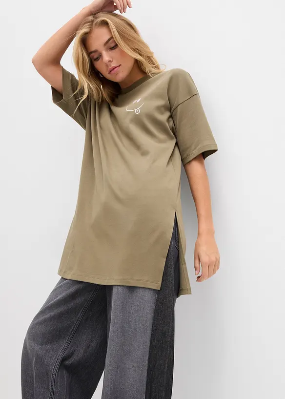 Oversized longshirt van biologisch katoen, bonprix