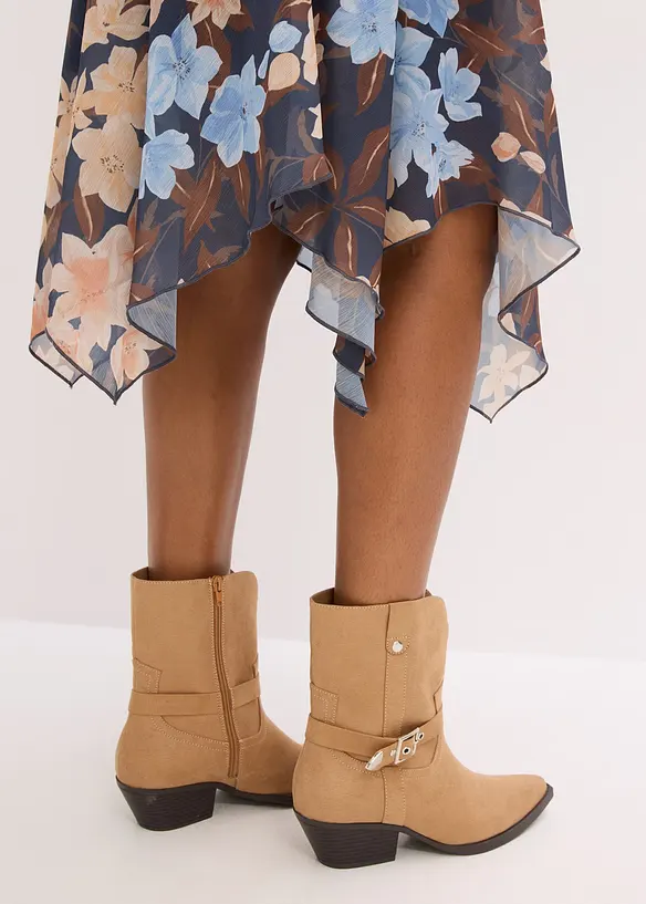 Midirok van chiffon met een asymmetrische onderkant, bonprix