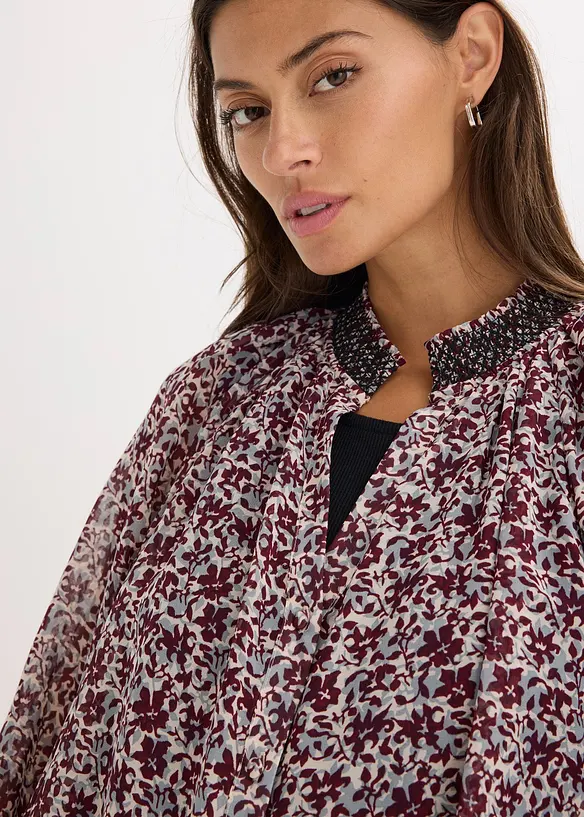 Gedessineerde chiffon blouse met borduursel, bonprix