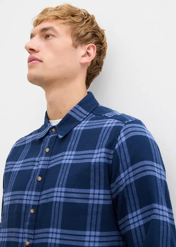Flanel overhemd met  lange mouwen en biologisch katoen, bonprix
