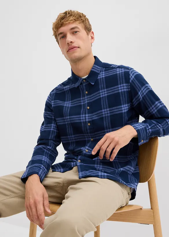 Flanel overhemd met  lange mouwen en biologisch katoen, bonprix
