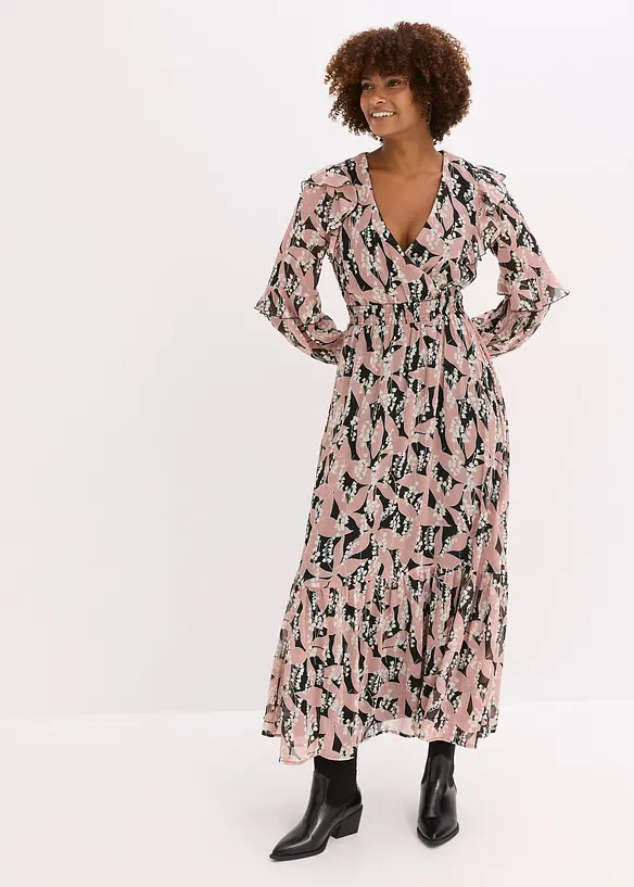 Jurk van chiffon met volants, bonprix