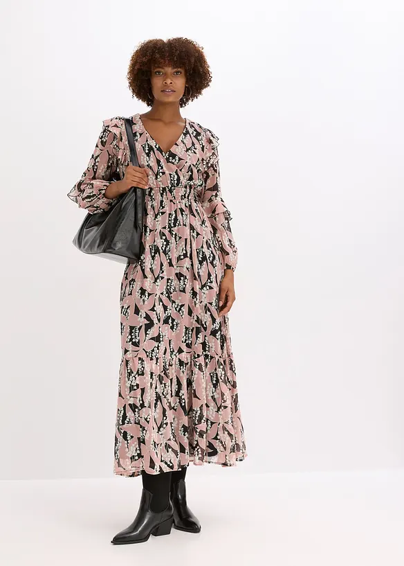 Jurk van chiffon met volants, bonprix