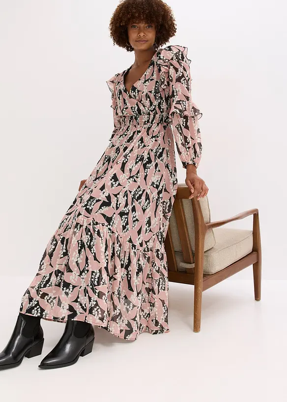 Jurk van chiffon met volants, bonprix