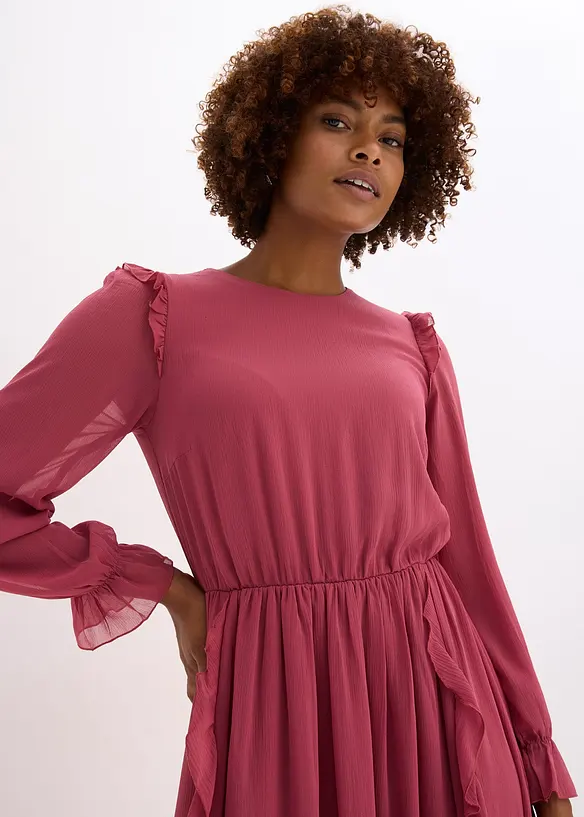 Chiffon jurk met volants, bonprix