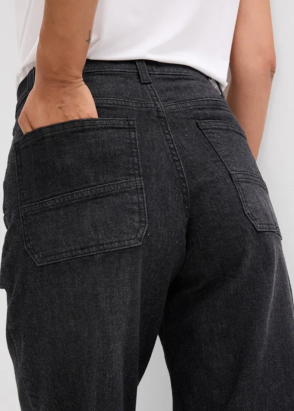 Wide leg jeans mid waist met opgestikte zakken, bonprix