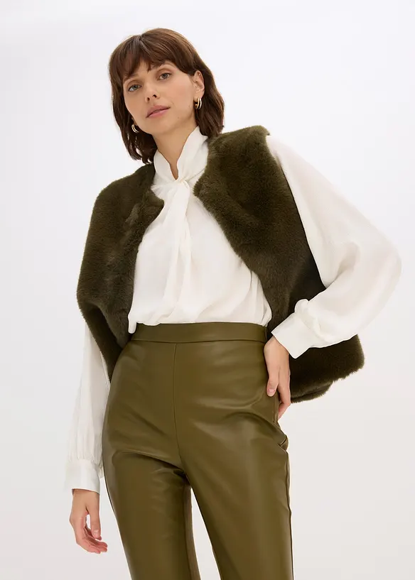 Imitatieleren broek in Punto di Roma mix, bonprix
