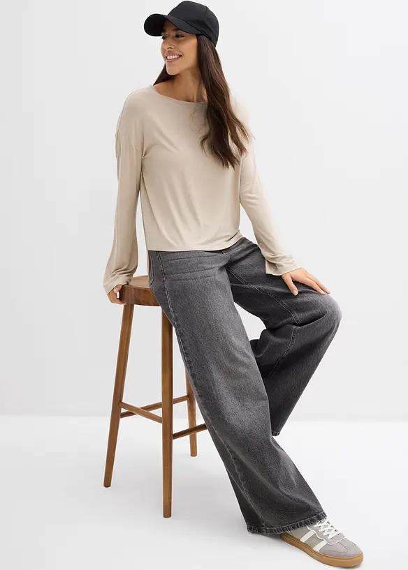 Oversized shirt in een soepele viscose-elastanmix, bonprix
