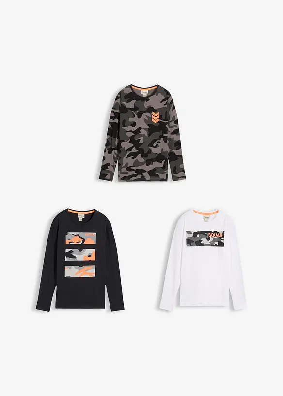 Longsleeve van puur katoen (set van 3), bonprix