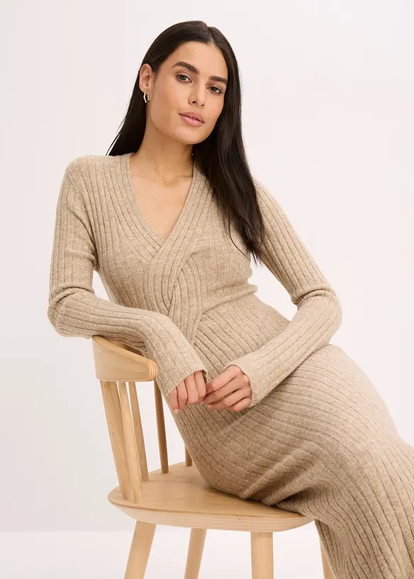 Gebreide jurk met wol, bonprix