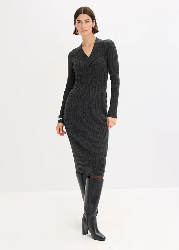 Gebreide jurk met wol, bonprix