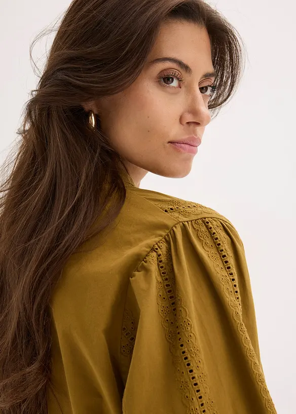 Blouse van katoen met details van kant, bonprix