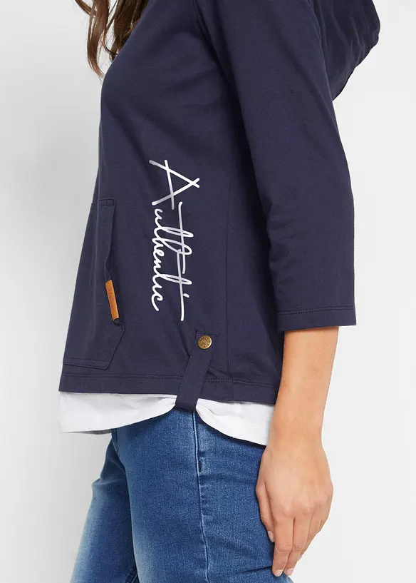 Hoodie van katoen met 3/4 mouw, bonprix