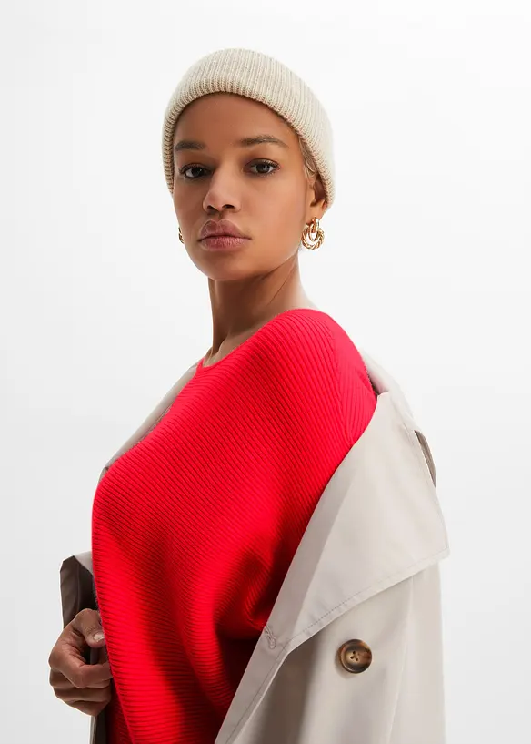 Geribde oversized trui in een viscosemix, bonprix