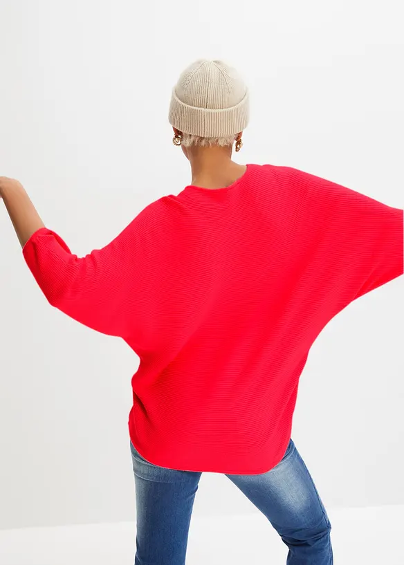 Geribde oversized trui in een viscosemix, bonprix