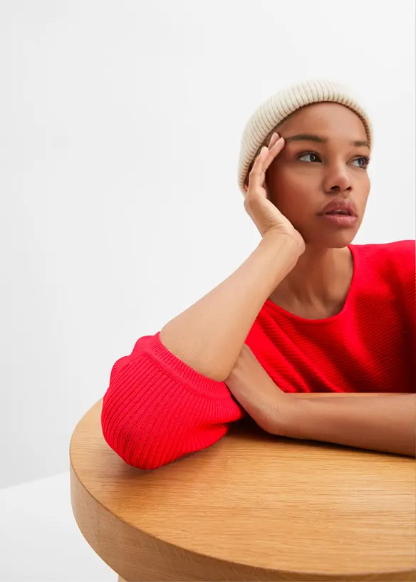 Geribde oversized trui in een viscosemix, bonprix