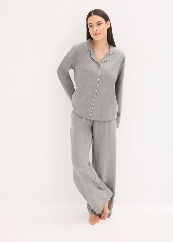 Geweven flanellen pyjama met visgraatpatroon, bonprix