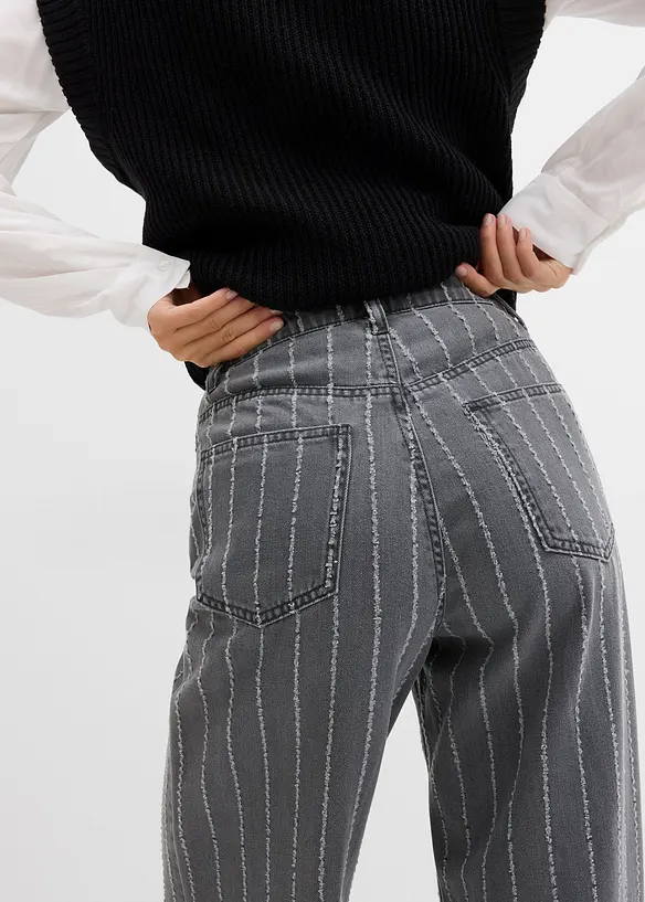 Wide leg jeans high waist met destroyed look, bonprix