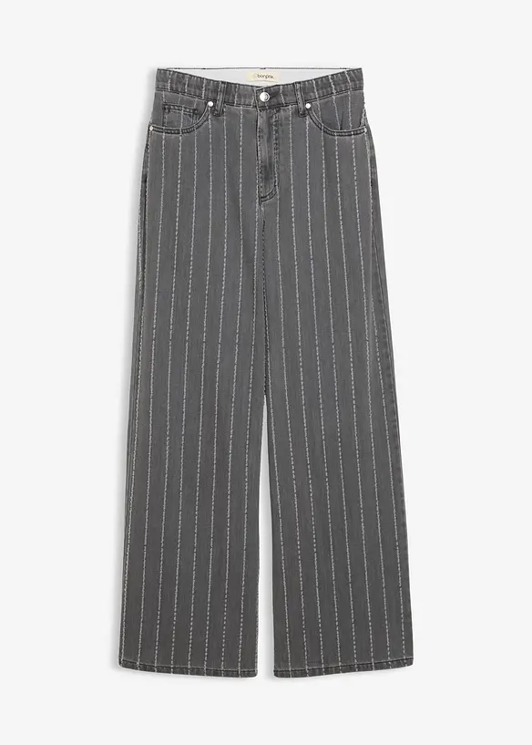 Wide leg jeans high waist met destroyed look, bonprix