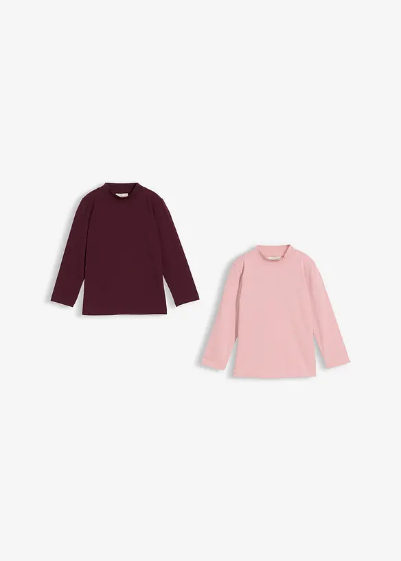 Longsleeve van elastisch biologisch katoenmix (set van 2), bonprix