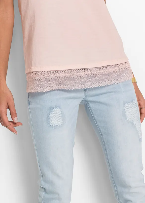 Boxy shirt met kant van katoen, bonprix