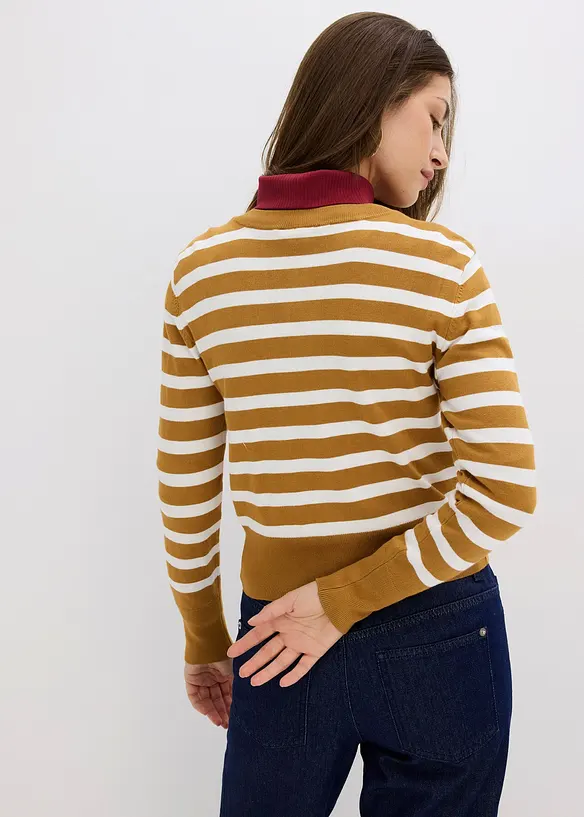 Fijngebreid vest met strepen, bonprix