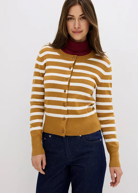 Fijngebreid vest met strepen, bonprix