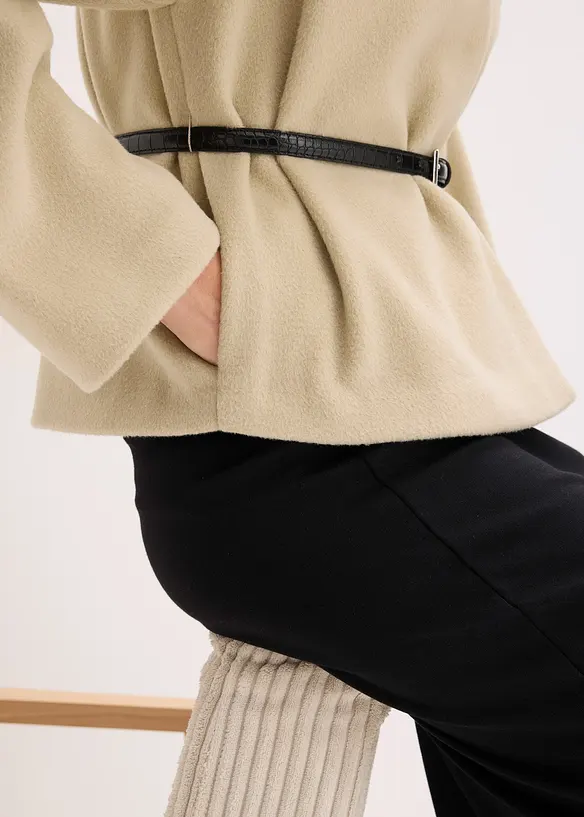 Oversized blazer met riem in wollook, gewatteerd, bonprix