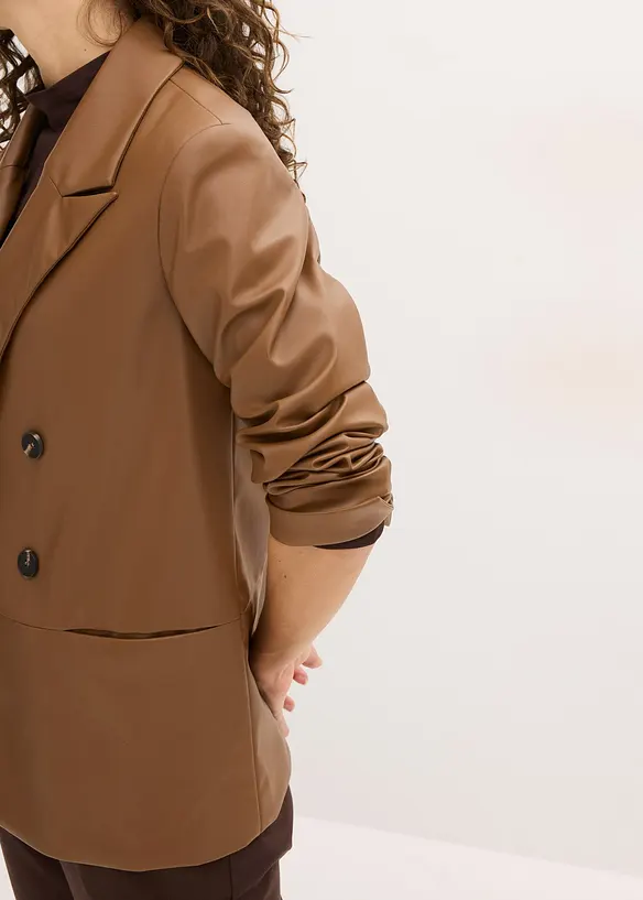 Oversized blazer van imitatieleer, bonprix