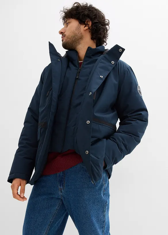 Gewatteerde waterdichte outdoor jas met stormkraag, bonprix