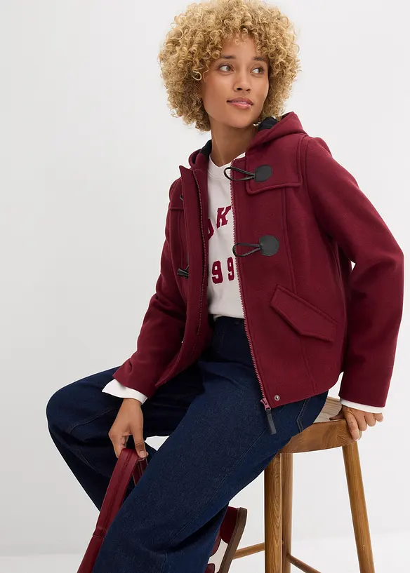 Houtje touwtje jas in wollen look, bonprix