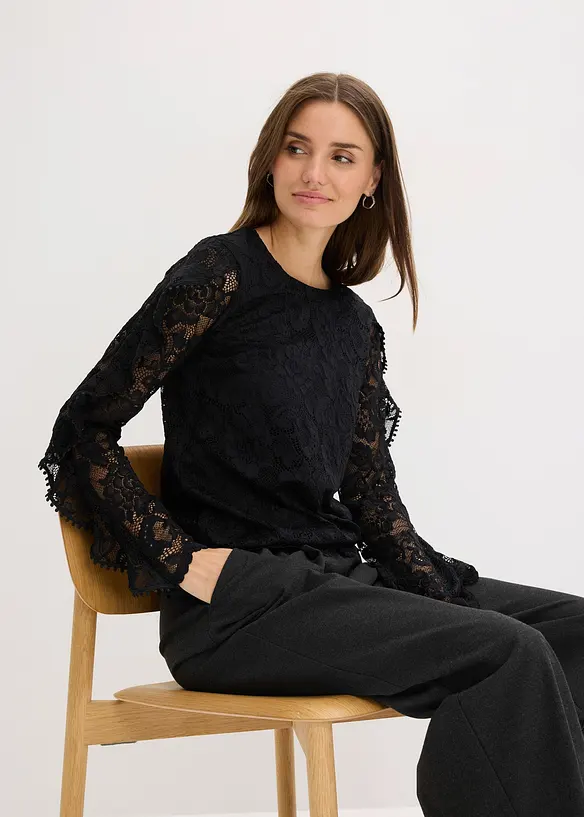 Shirtblouse met kant, bonprix