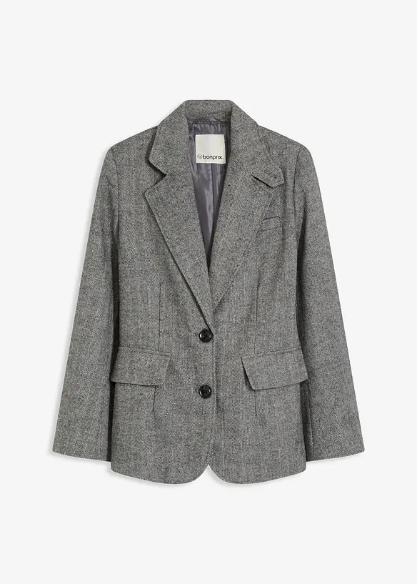 Blazer met  visgraatpatroon en wol, bonprix