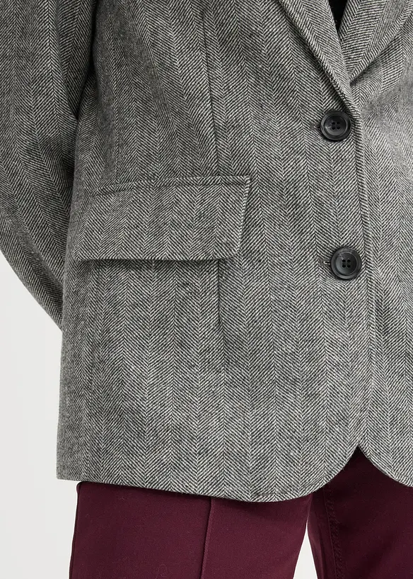 Blazer met  visgraatpatroon en wol, bonprix