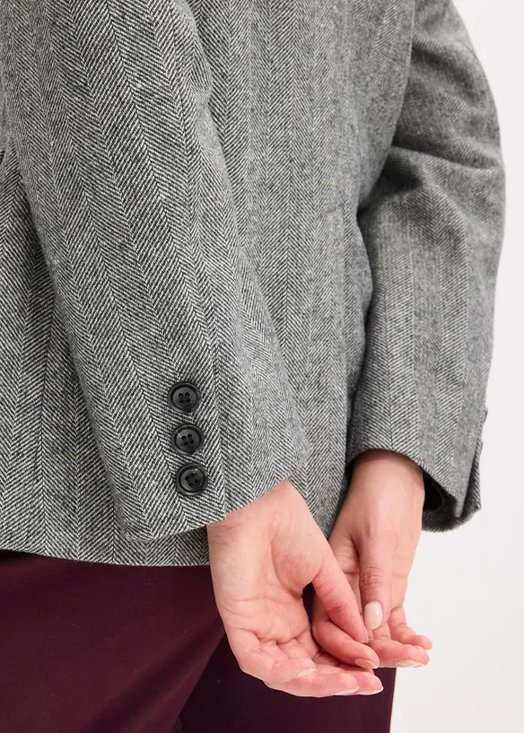 Blazer met  visgraatpatroon en wol, bonprix