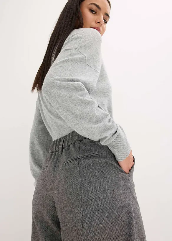 Broek met visgraatpatroon in wollook, bonprix