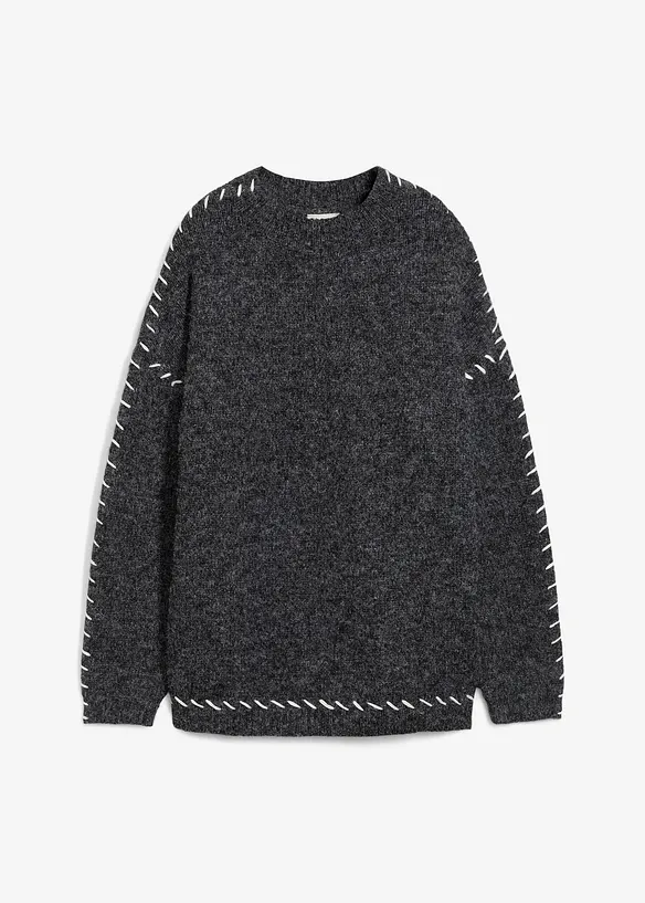 Lange trui van fluffy garen, bonprix