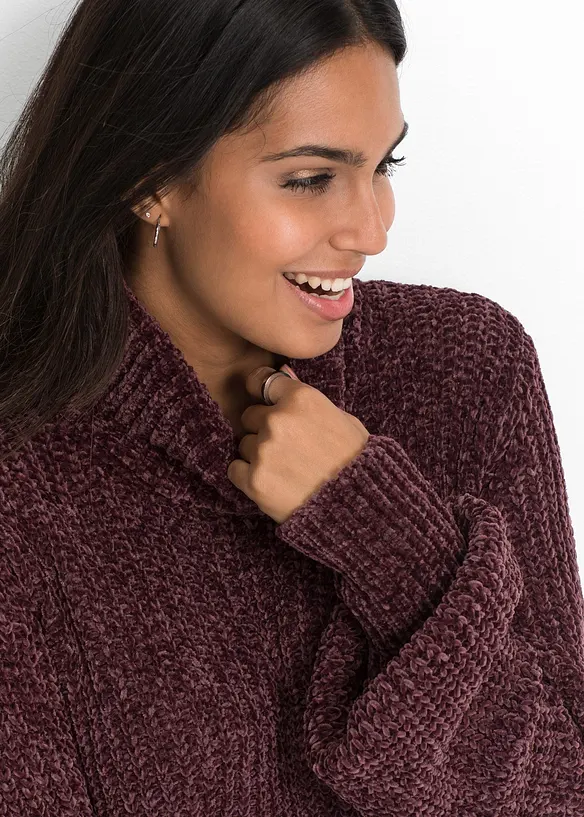 Gebreide chenille jurk, bonprix