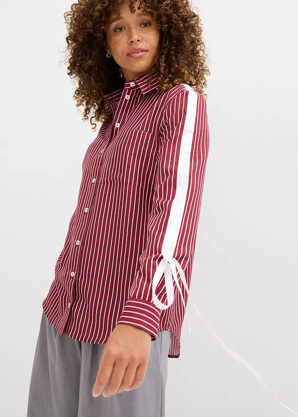 Oversized overhemdblouse van biologisch katoen, bonprix